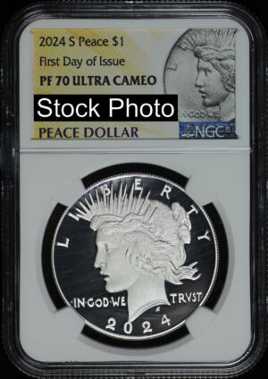 Obverse of this 2024-S Peace Dollar NGC PF-70 UC First Day of Issue