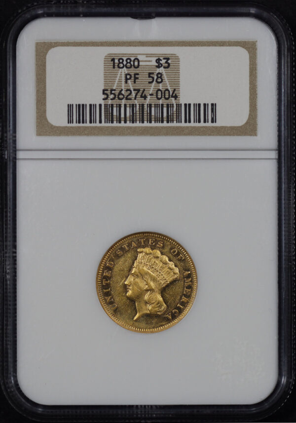 Obverse of this 1880 Three Dollar NGC PF-58