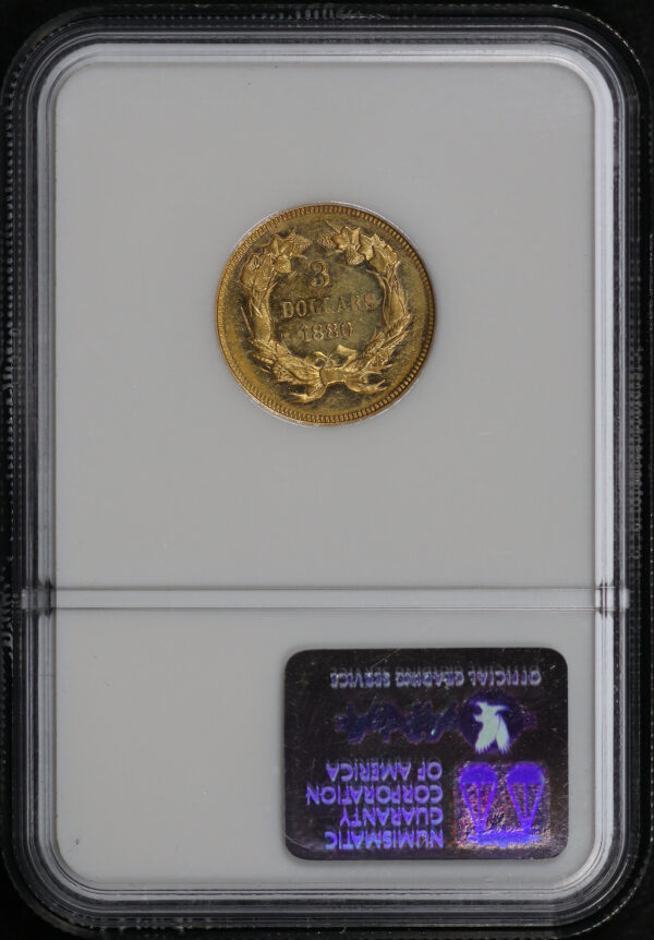 Reverse of this 1880 Three Dollar NGC PF-58