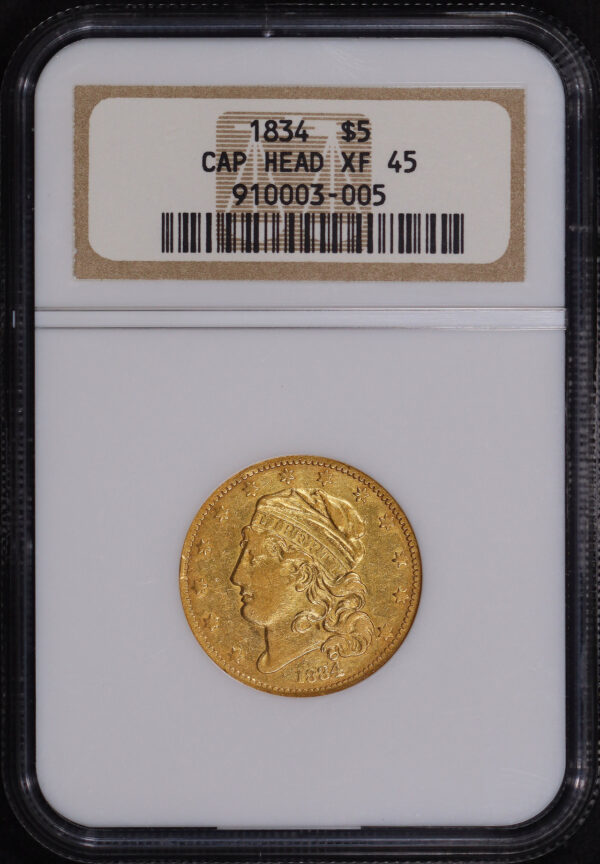 Obverse of this 1834 Capped Bust $5 NGC XF-45