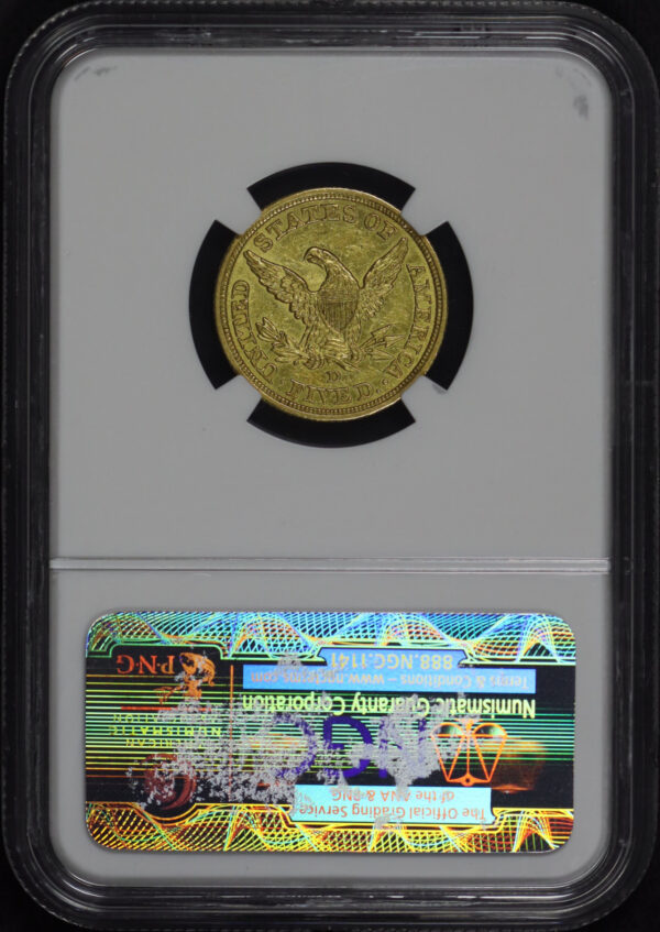 Reverse of this 1843-D Liberty Head $5 Medium D NGC MS-60