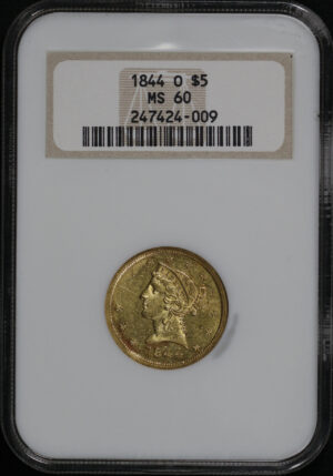 Obverse of this 1844-O Liberty Head $5 NGC MS-60