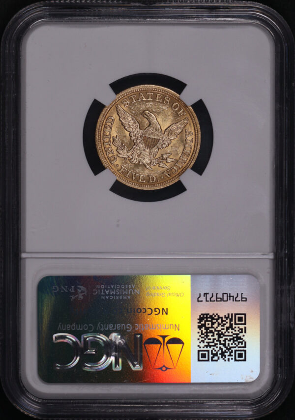 Reverse of this 1849 Liberty Head $5 NGC MS-61