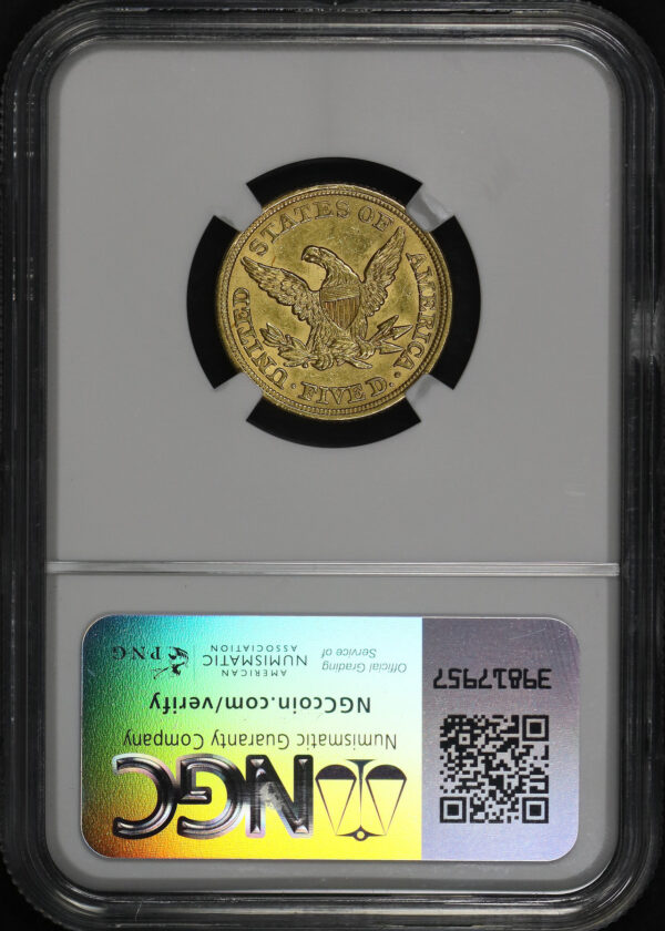 Reverse of this 1852 Liberty Head $5 NGC MS-62
