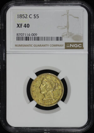 Obverse of this 1852-C Liberty Head $5 NGC XF-40