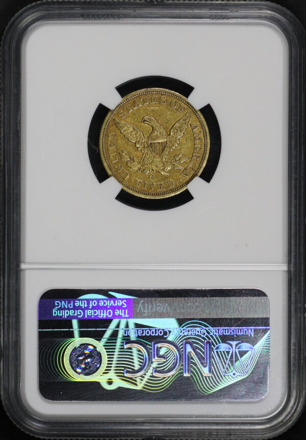 Reverse of this 1853-C Liberty Head $5 NGC AU-50