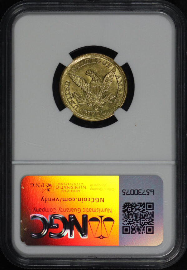 Reverse of this 1853-D Liberty Head $5 NGC MS-62 ASHLAND CITY