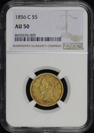 Obverse of this 1856-C Liberty Head $5 NGC AU-50
