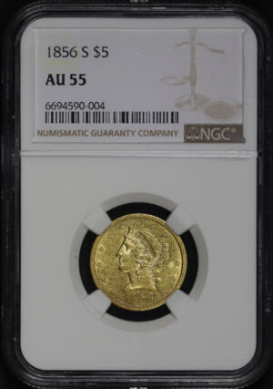 Obverse of this 1856-S Liberty Head $5 NGC AU-55