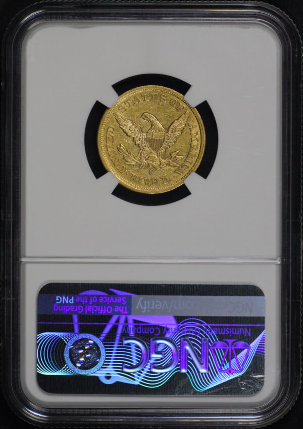 Reverse of this 1857-C Liberty Head $5 NGC AU-55