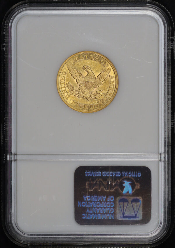 Reverse of this 1859 Liberty Head $5 NGC AU-55
