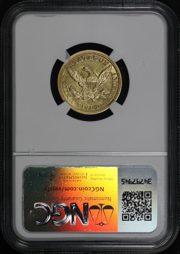 Reverse of this 1859-C Liberty Head $5 NGC AU-58