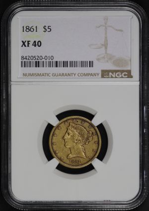 Obverse of this 1861 Liberty Head $5 NGC XF-40