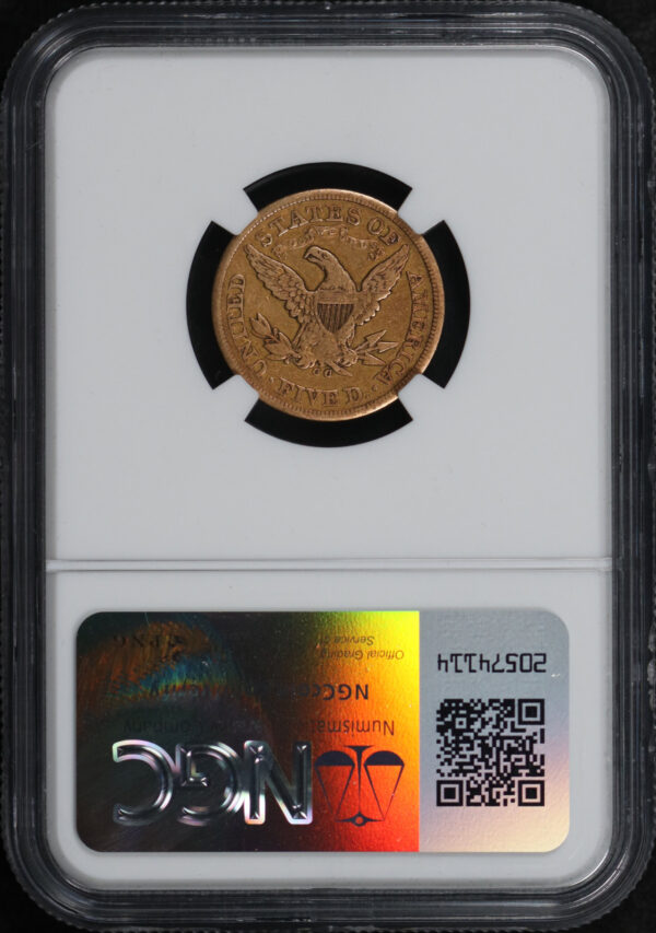 Reverse of this 1870-CC Liberty Head $5 NGC VF-30 CAC