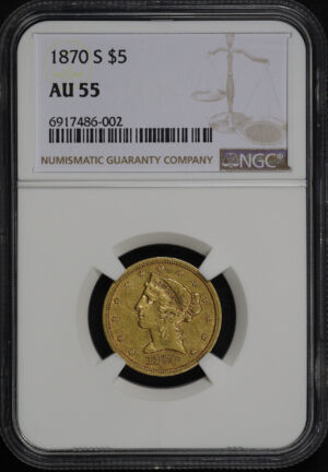 Obverse of this 1870-S Liberty Head $5 NGC AU-55