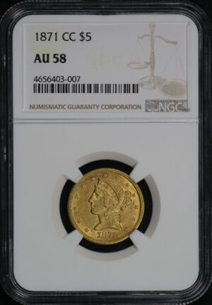 Obverse of this 1871-CC Liberty Head $5 NGC AU-58