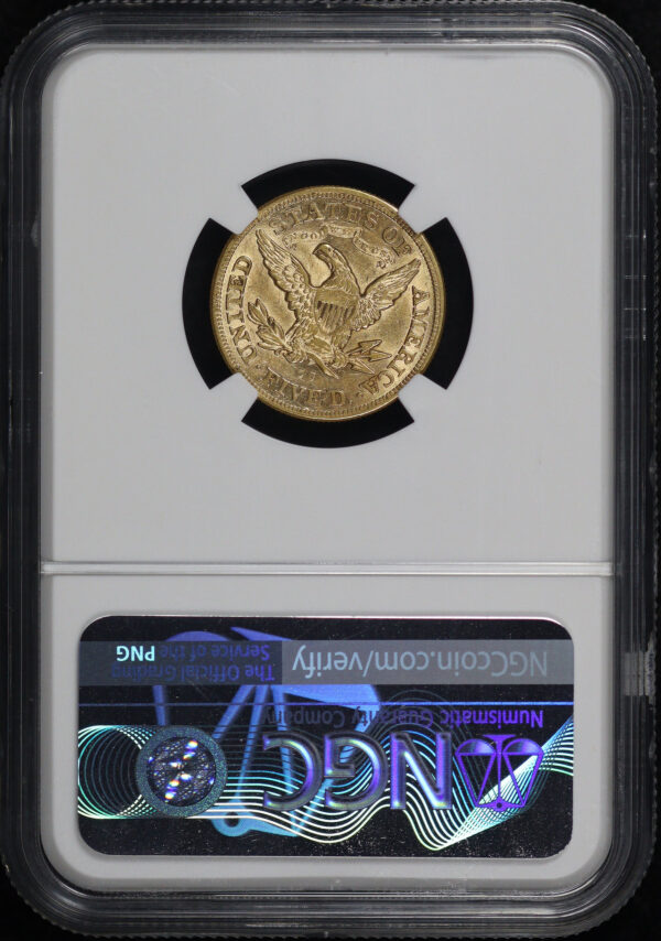 Reverse of this 1872-CC Liberty Head $5 NGC AU-55