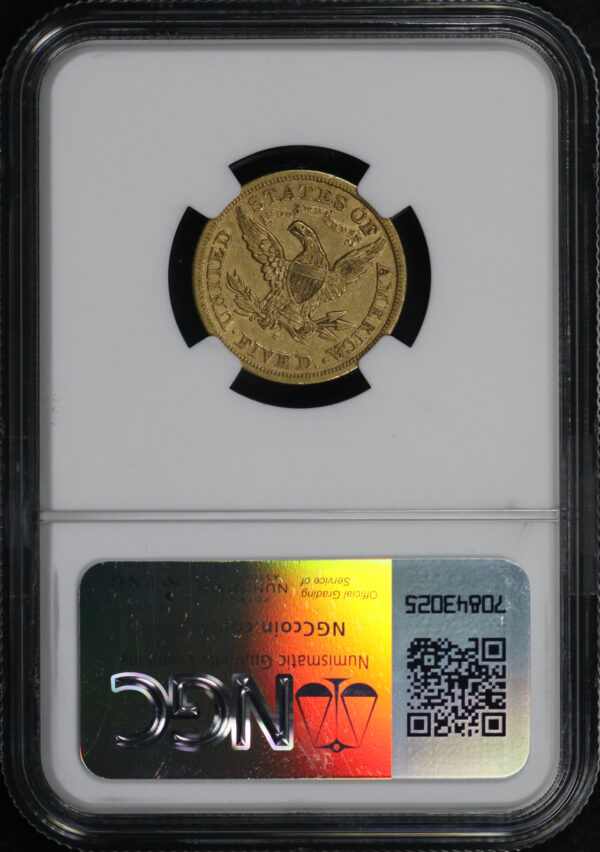 Reverse of this 1872-S Liberty Head $5 NGC AU-53