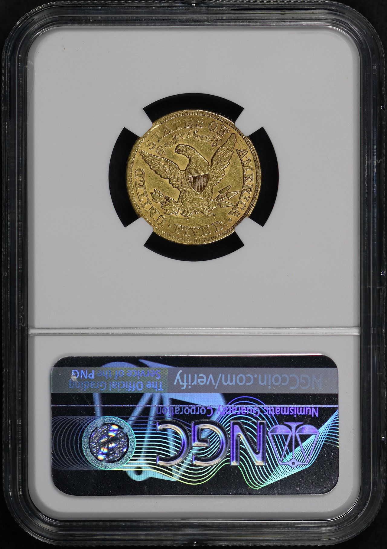 Reverse of this 1873 Liberty Head $5 Closed 3 NGC AU-55