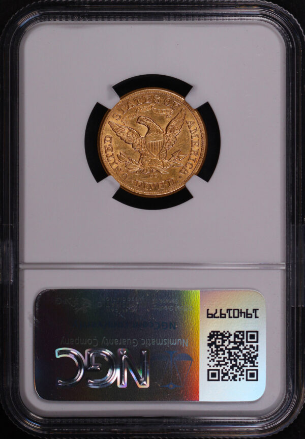 Reverse of this 1873-CC Liberty Head $5 NGC AU-53