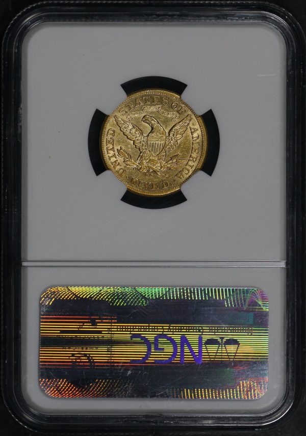 Reverse of this 1873-CC Liberty Head $5 NGC AU-55