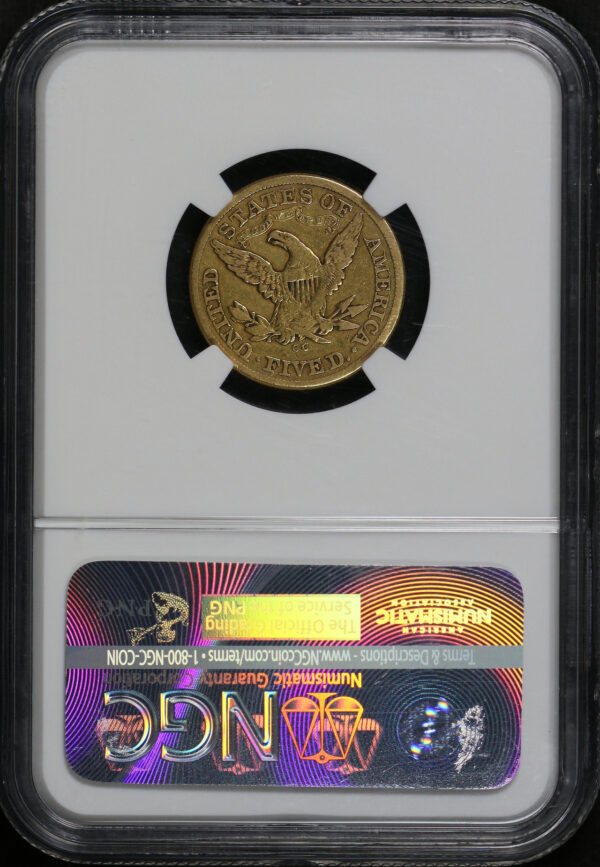 Reverse of this 1874-CC Liberty Head $5 NGC F-12