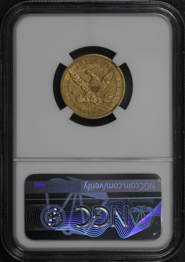 Reverse of this 1874-CC Liberty Head $5 NGC AU-58