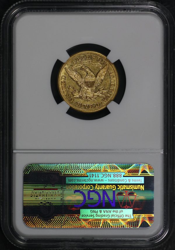 Reverse of this 1876-CC Liberty Head $5 NGC AU-58