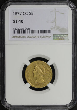 Obverse of this 1877-CC Liberty Head $5 NGC XF-40