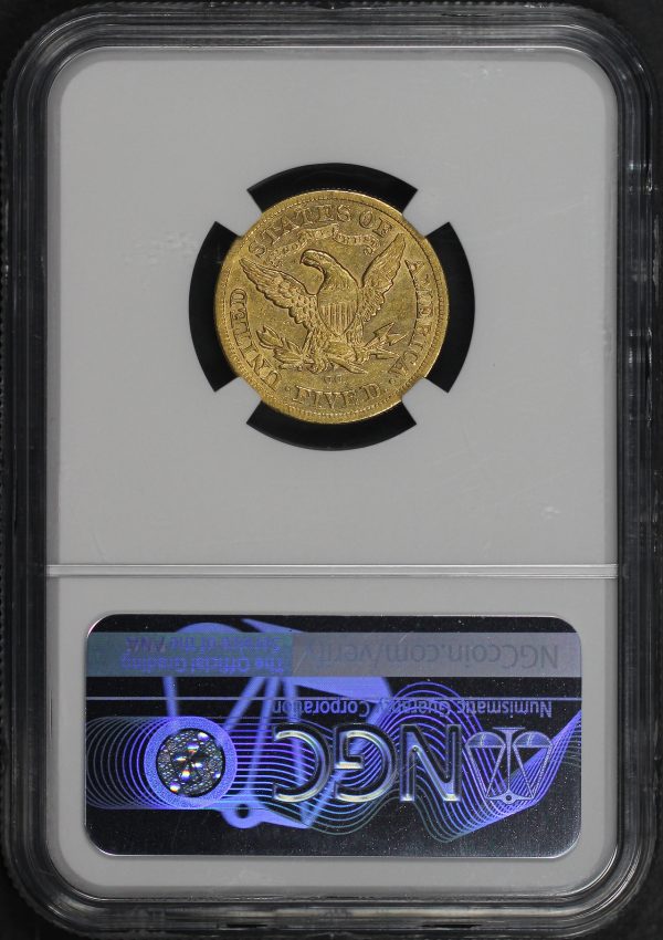 Reverse of this 1877-CC Liberty Head $5 NGC AU-55