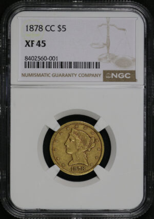 Obverse of this 1878-CC Liberty Head $5 NGC XF-45