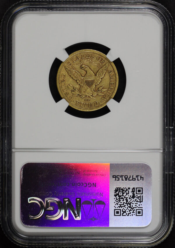 Reverse of this 1878-CC Liberty Head $5 NGC XF-45