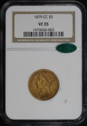 Obverse of this 1879-CC Liberty Head $5 NGC VF-35 CAC