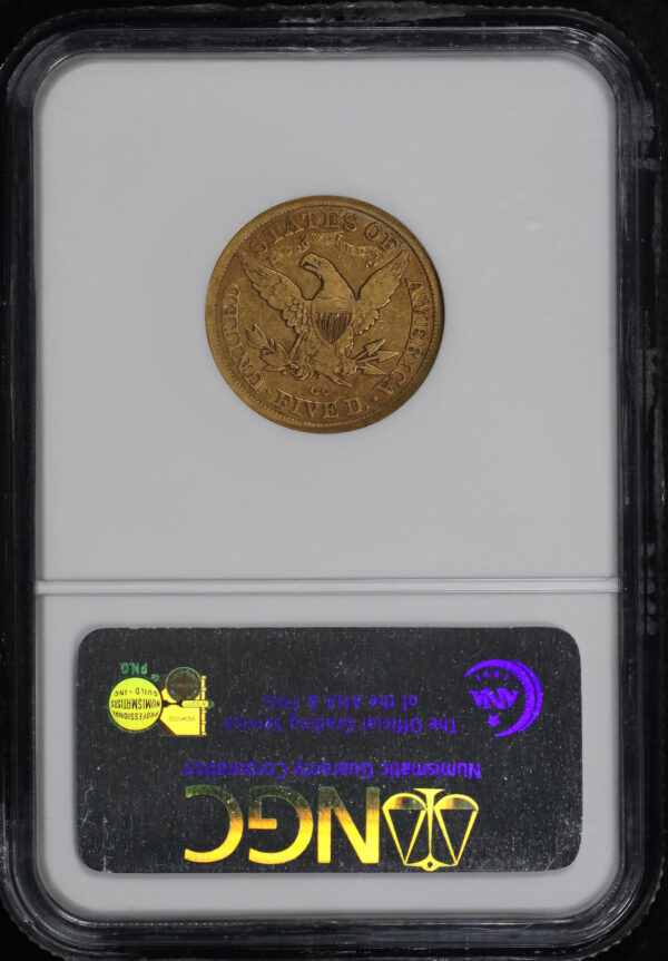 Reverse of this 1879-CC Liberty Head $5 NGC VF-35 CAC