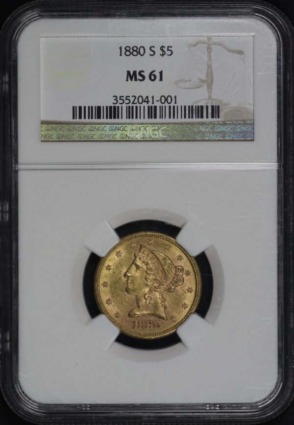 Obverse of this 1880-S Liberty Head $5 NGC MS-61