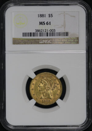 Obverse of this 1881 Liberty Head $5 NGC MS-61