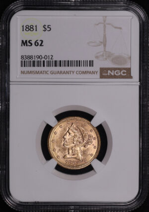 Obverse of this 1881 Liberty Head $5 NGC MS-62