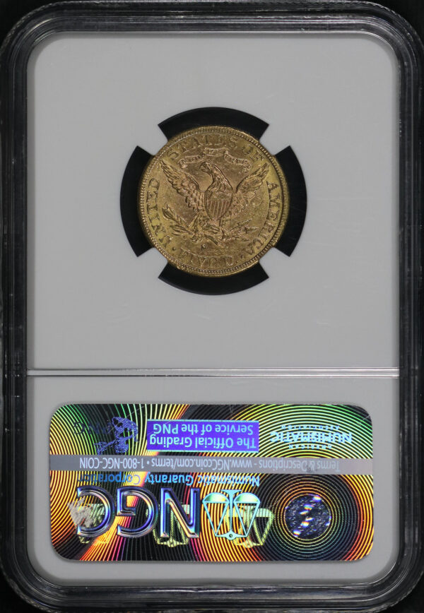 Reverse of this 1881-S Liberty Head $5 NGC MS-61