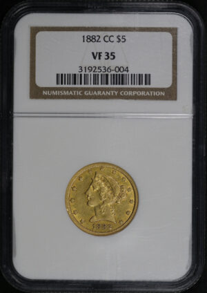 Obverse of this 1882-CC Liberty Head $5 NGC VF-35