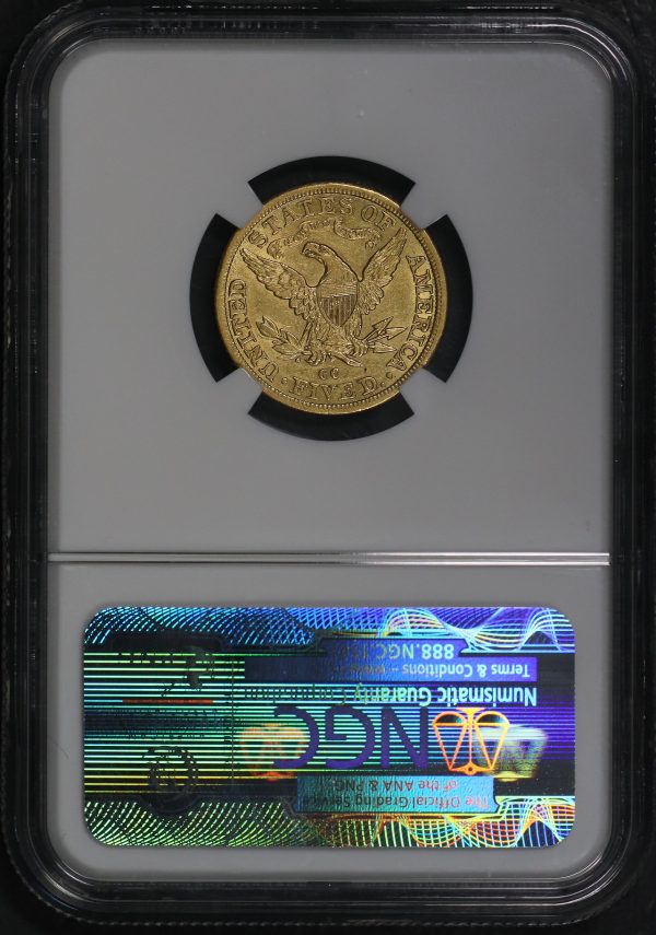 Reverse of this 1882-CC Liberty Head $5 NGC AU-55