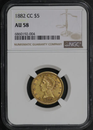 Obverse of this 1882-CC Liberty Head $5 NGC AU-58