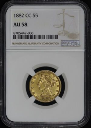 Obverse of this 1882-CC Liberty Head $5 NGC AU-58