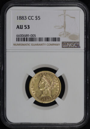 Obverse of this 1883-CC Liberty Head $5 NGC AU-53