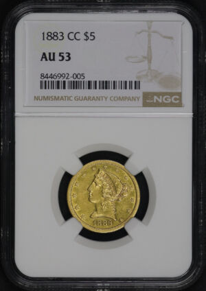Obverse of this 1883-CC Liberty Head $5 NGC AU-53