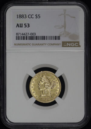 Obverse of this 1883-CC Liberty Head $5 NGC AU-53