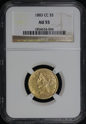 Obverse of this 1883-CC Liberty Head $5 NGC AU-55