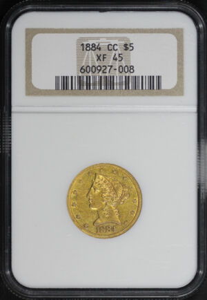 Obverse of this 1884-CC Liberty Head $5 NGC XF-45