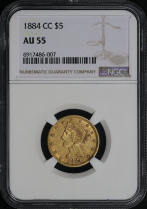Obverse of this 1884-CC Liberty Head $5 NGC AU-55