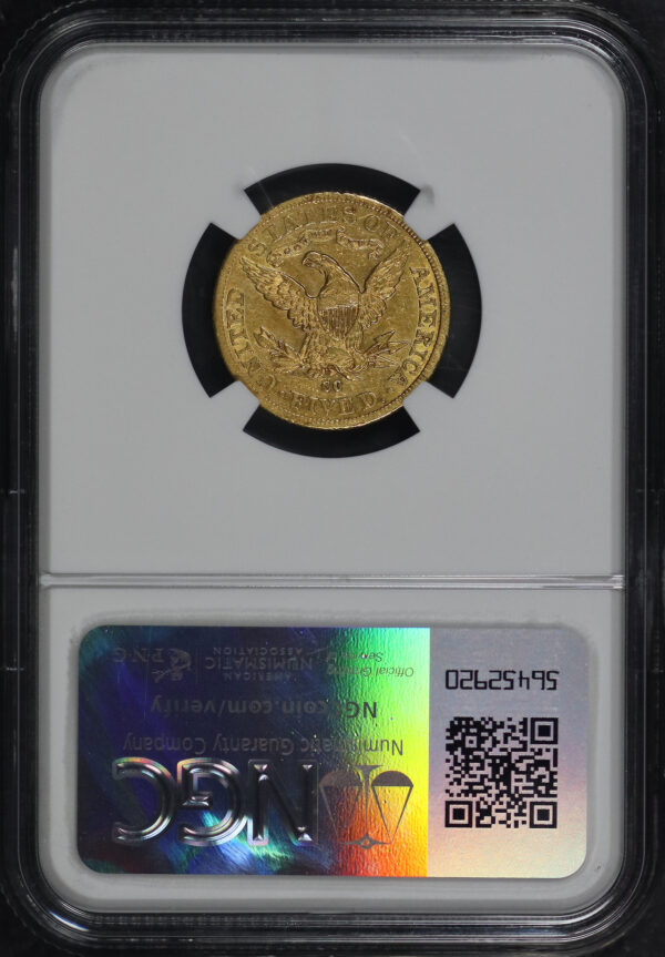 Reverse of this 1884-CC Liberty Head $5 NGC AU-58