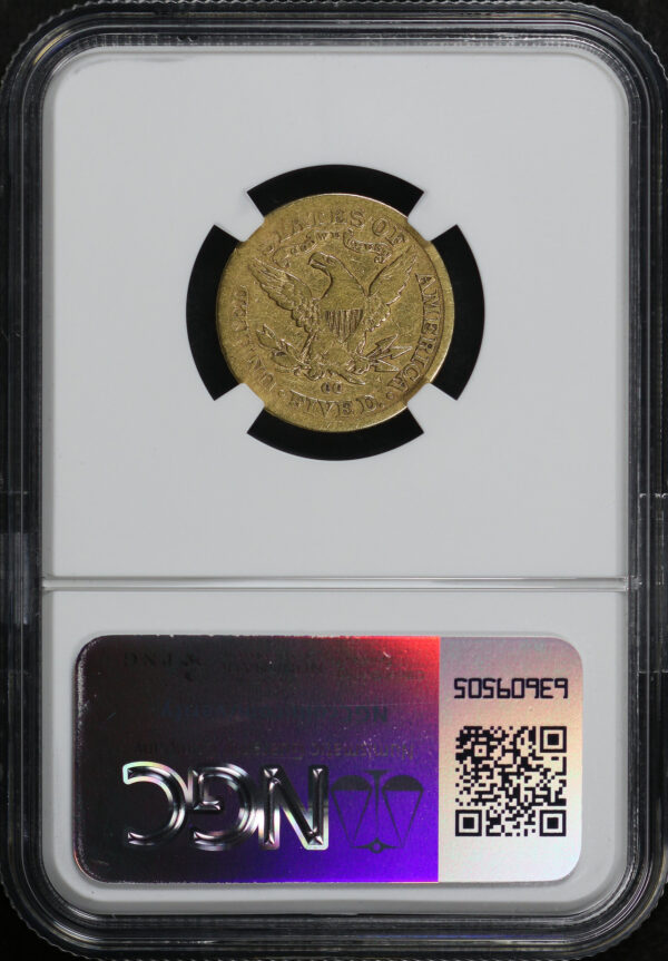 Reverse of this 1884-CC Liberty Head $5 NGC VG Details Cleaned